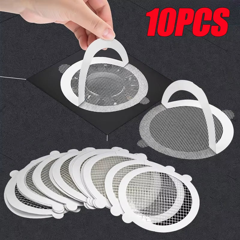 10PCS Disposable Floor Drain Sticker Shower Drain Hair Catcher Cover Sink Drain Hair Filter Blocker Bathtub Mesh Filter Sticker