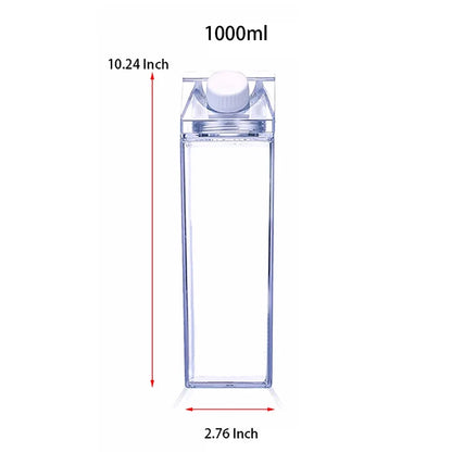 500Ml/1000Ml Milk Carton Water Bottle Transparent Plastic Portable Clear Box for Juice Tea Milk Bottles Drinking Cup BPA Free