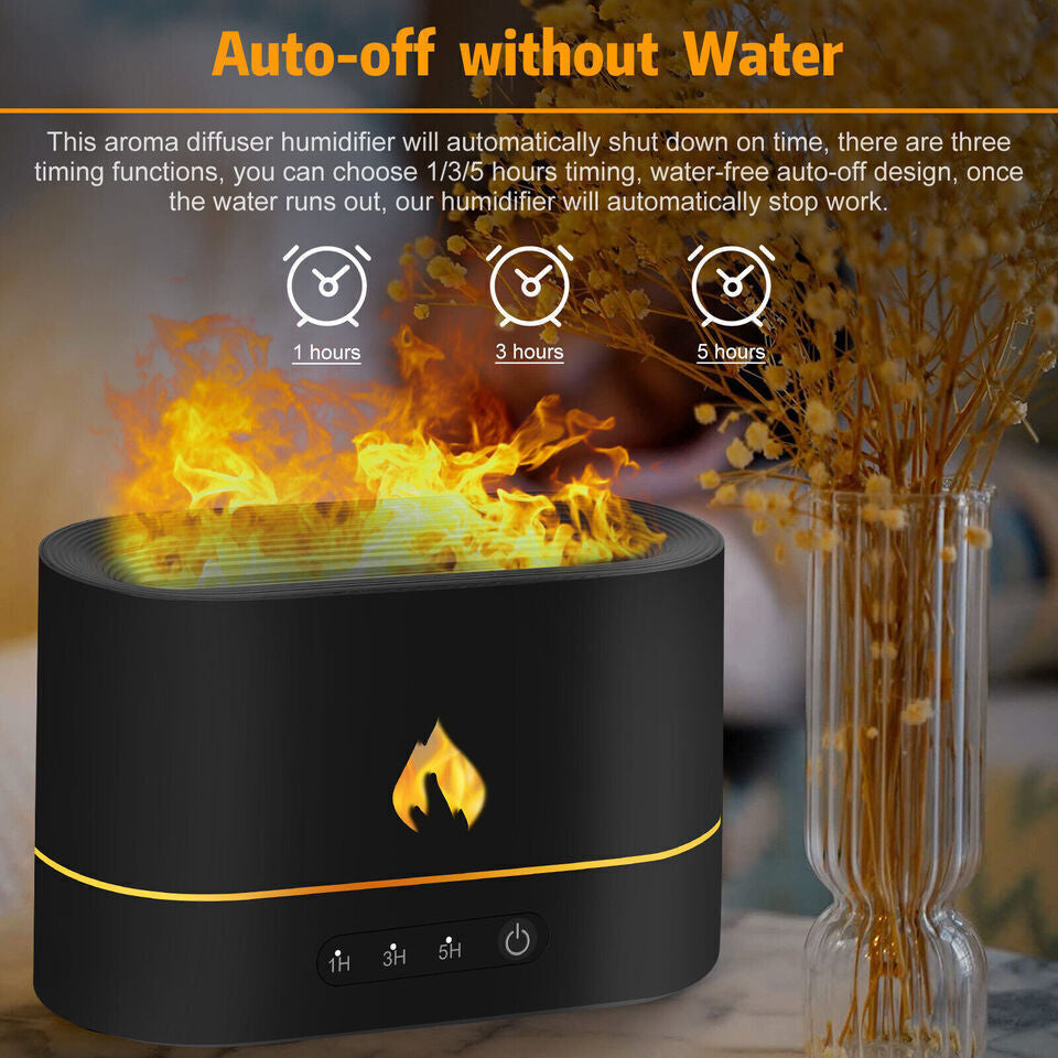 250Ml USB Air Humidifier Essential Oil Aroma Diffuser 3D Flame Mist Home Office