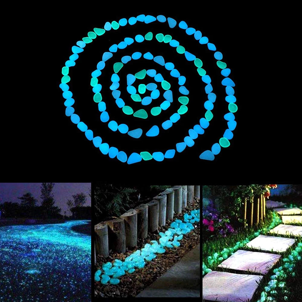 500Pcs Glow in the Dark Garden Pebbles Stones Rocks for Yard and Walkways Decor Fairy Garden DIY Decorative Luminous Stones