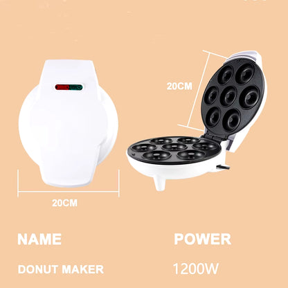 Mini Donut Maker Machine Non-Stick Surface for Kids Breakfast Snack Desserts Makes 7 Doughnuts White Color Home Appliances